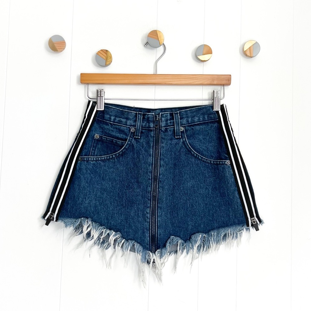 Carmar Beatrice Zipper Skirt Zip Jean Denim Frayed